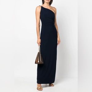 ❤️ Worn once - Lauren Ralph Lauren Navy One-Shoulder Gown